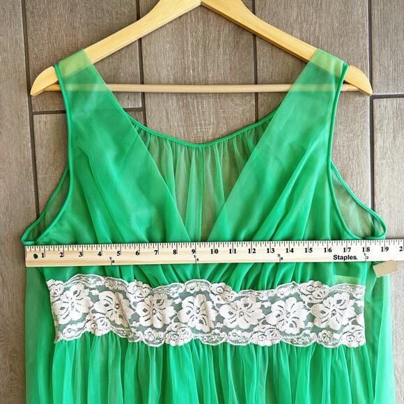 VTG 60's Sears Maxi Sheer Slip Nightgown Dress 38-40 L/XL Coquette Pin-Up Retro - Picture 9 of 10